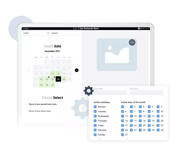 DinnerBooking booking calendar