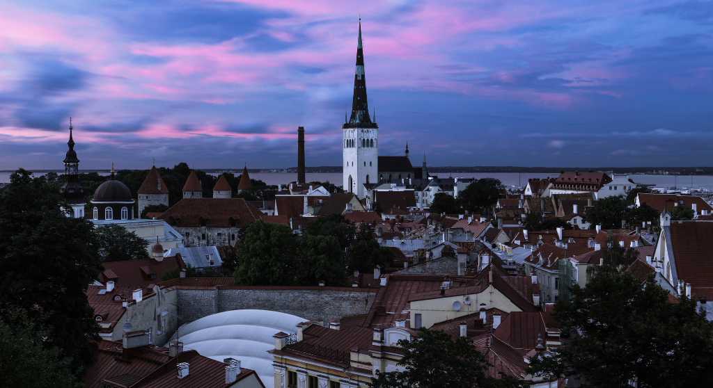 The Tallinn skyline at sunset